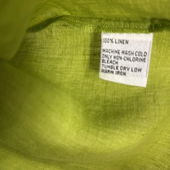 Vintage Talbots Linen Mandarin Collar Button Down Blouse Shirt | Green Leaf | L - Picture 10 of 10